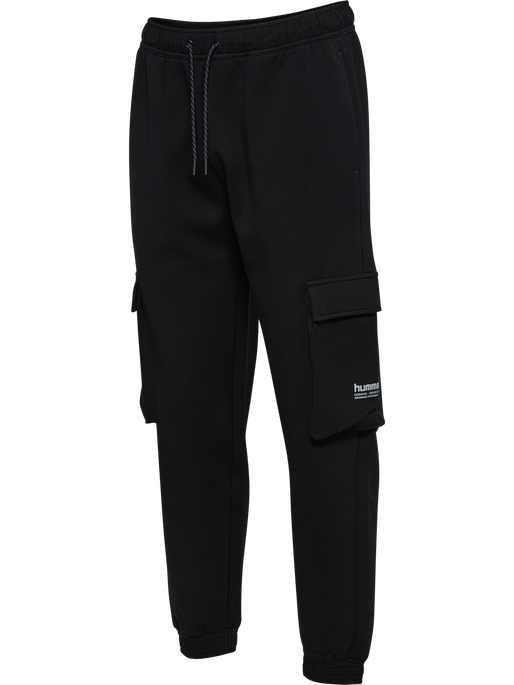 hmlTECH FLEECE LOOSE CARGO PANTS, BLACK, packshot