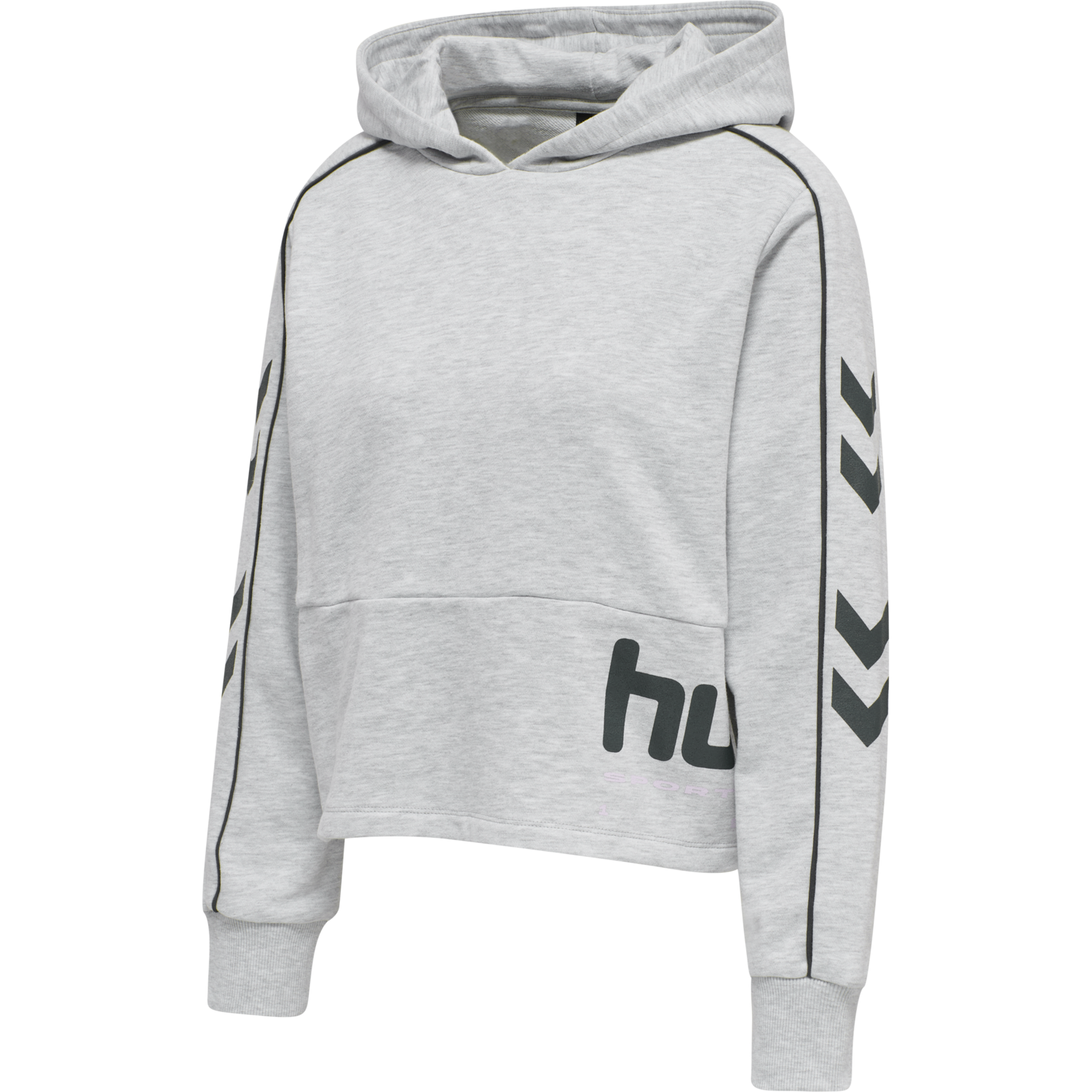 hmlLGC YOKO CROPPED HOODIE, LIGHT GREY MELANGE, packshot