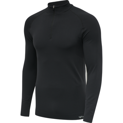 hmlSTROKE SEAMLESS HALF ZIP, BLACK hmlSTROKE SEAMLESS HALF ZIP, BLACK, packshot