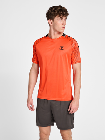 hmlONGRID POLY JERSEY S/S, NASTURTIUM, model