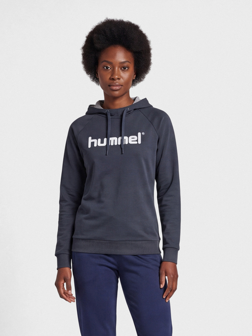 HMLGO COTTON LOGO HOODIE WOMAN, INDIA INK, model