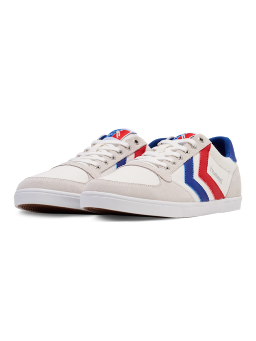 HUMMEL SLIMMER STADIL LOW, WHITE/BLUE/RED/GUM, packshot