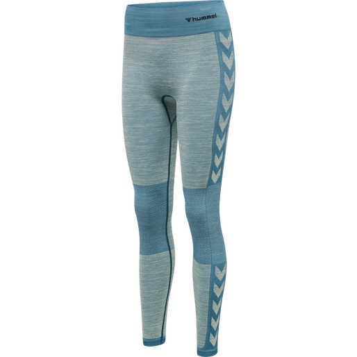 hmlCLEA SEAMLESS MID WAIST TIGHTS, BLUE CORAL/MARSHMALLOW, packshot