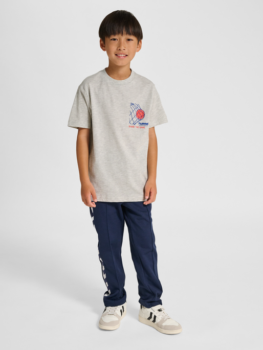 hmlJR REG T-SHIRT S/S RUNNER 2-PACK, LIGHT GREY MELANGE/DRESS BLUES, model