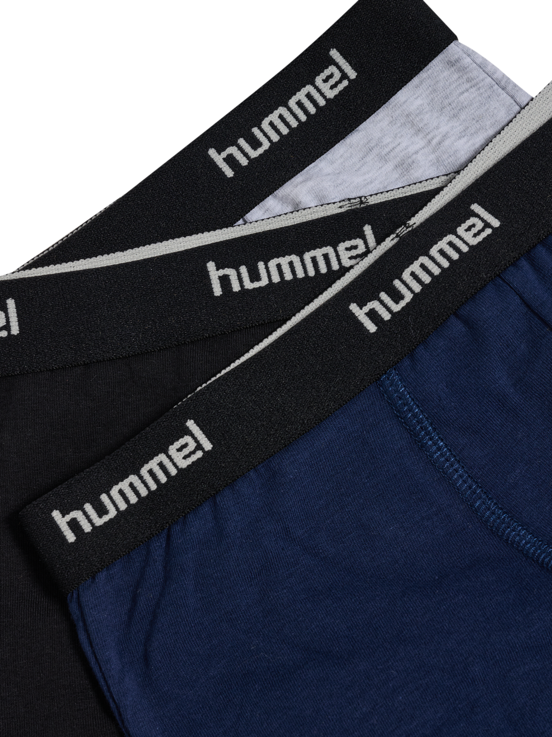 hmlJR NALLE BOXERS 3 PACK, GREY MELANGE/DRESS BLUES/BLACK, packshot