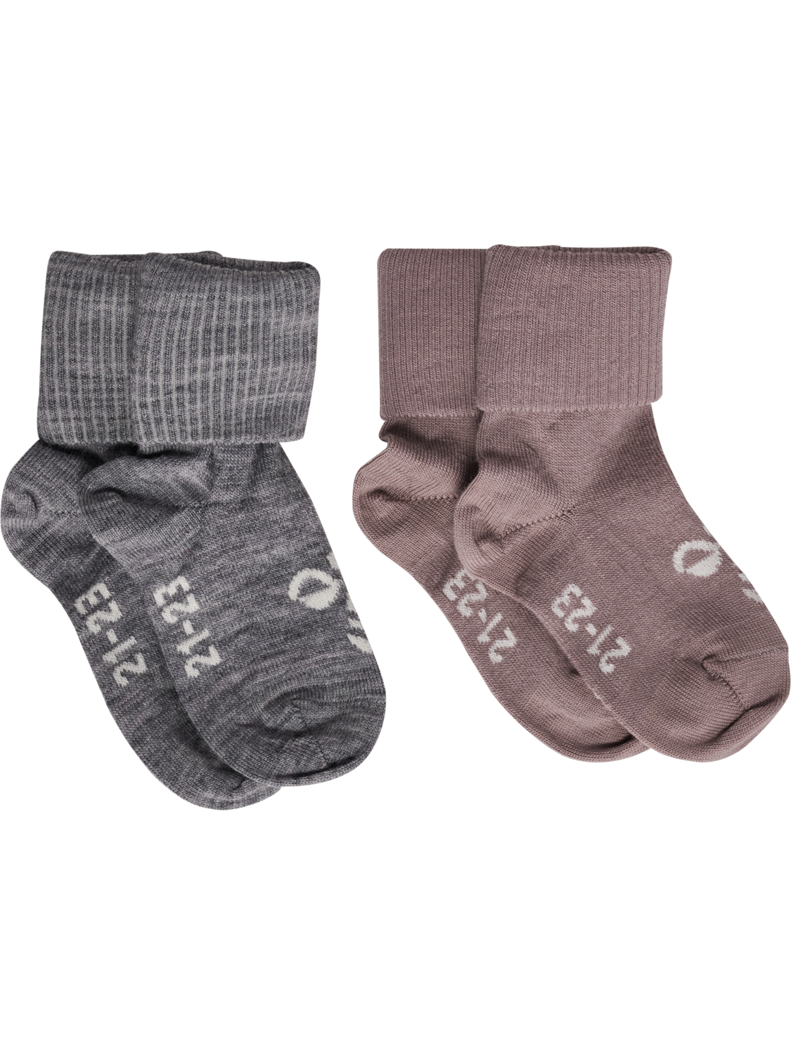 hmlMINI WOOL 2-PACK SOCKS, GREY MELANGE/TWILIGHT MAUVE, packshot
