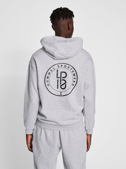 hmlLP10 BOXY SWEAT HOODIE, LIGHT GREY MELANGE, model