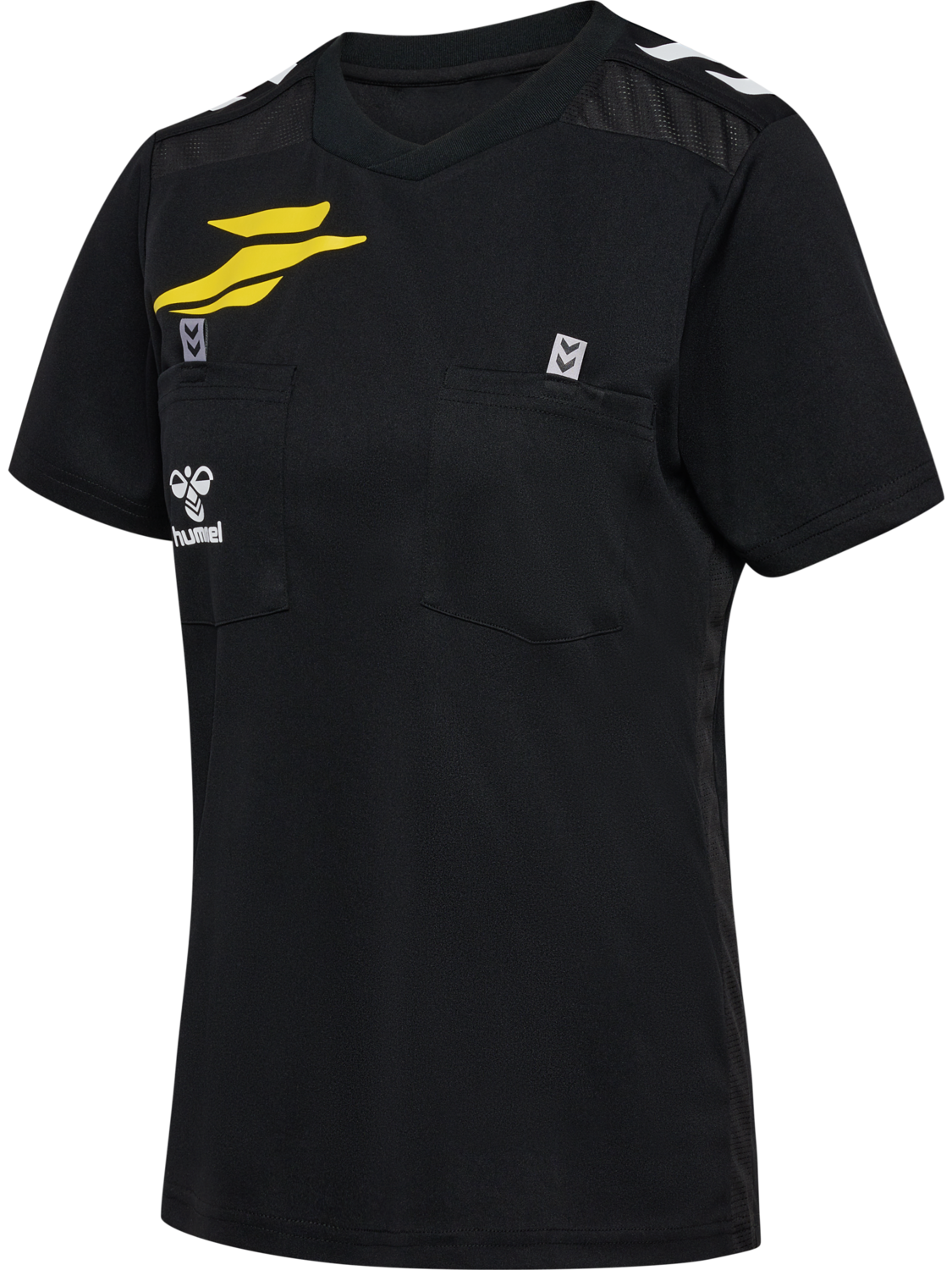 FFHB NEW REFEREE JERSEY S/S WO, BLACK WO SPONSOR, packshot