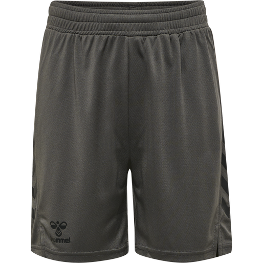 hmlONGRID POLY SHORTS KIDS, FORGED IRON/JET BLACK, packshot