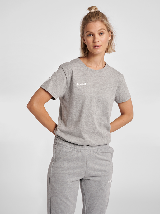 HMLGO COTTON T-SHIRT WOMAN S/S, GREY MELANGE, model