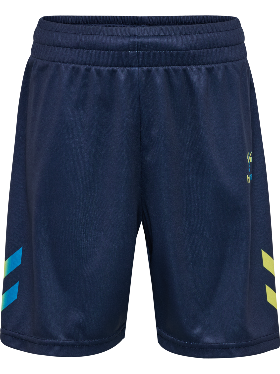 hmlSHIMMER SHORTS, DRESS BLUES/LIMEADE, packshot