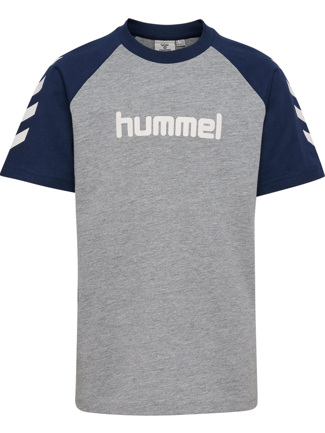hmlJR LOGO T-SHIRT S/S, GREY MELANGE/DRESS BLUES, packshot