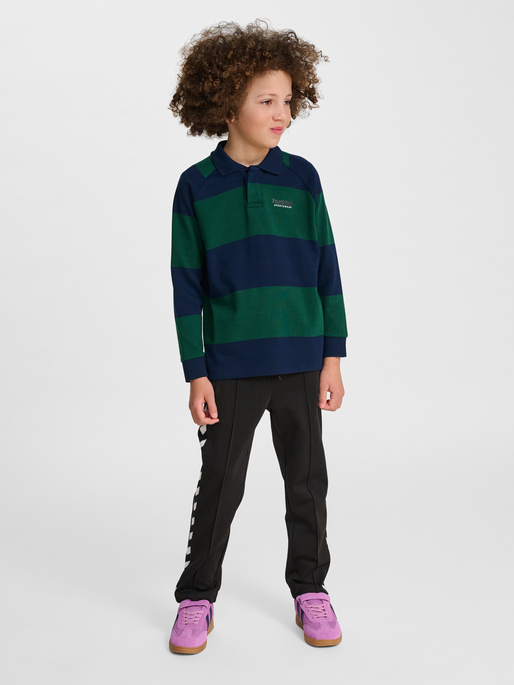 hmlJR LOOSE STRIPED POLO L/S, DRESS BLUES, model