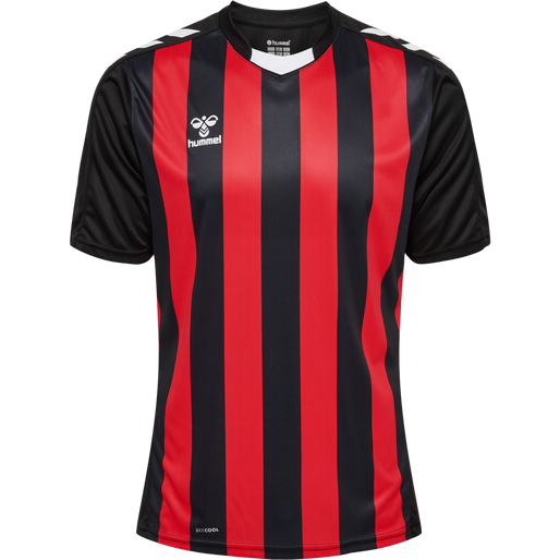 hmlCORE XK STRIPED JERSEY S/S, BLACK/TRUE RED, packshot