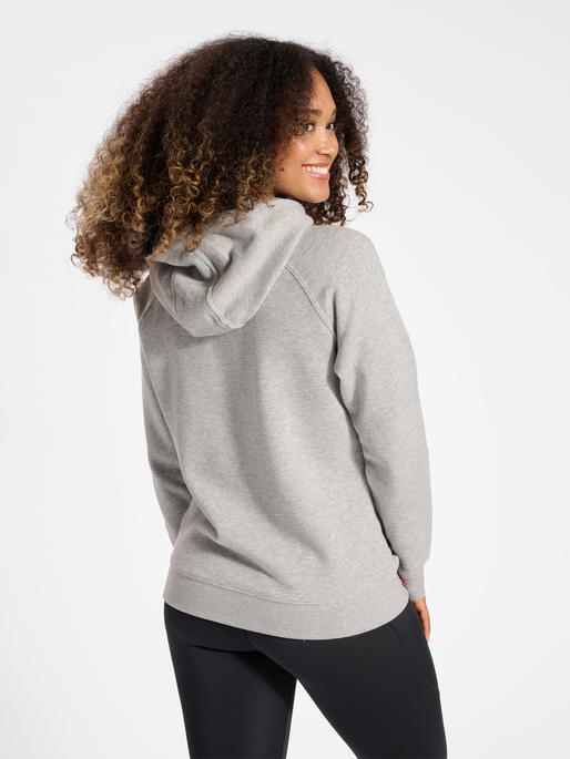 hmlRED CLASSIC ZIP HOODIE WOMAN, GREY MELANGE, model