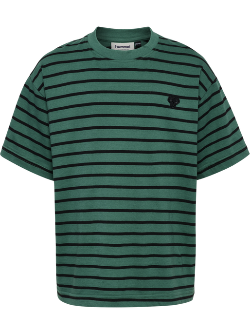 hmlJR LOOSE STRIPED T-SHIRT S/S BEE, SMOKE PINE, packshot