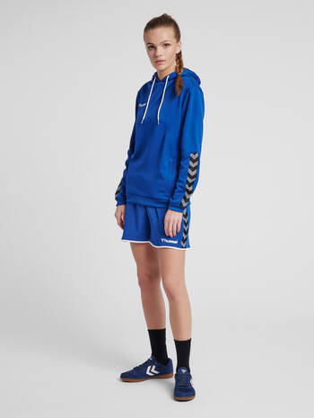 hmlAUTHENTIC POLY HOODIE WOMAN, TRUE BLUE, model