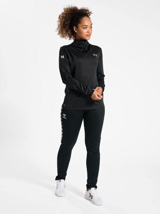 hmlCOURT HALF ZIP L/S WOMAN, BLACK, model