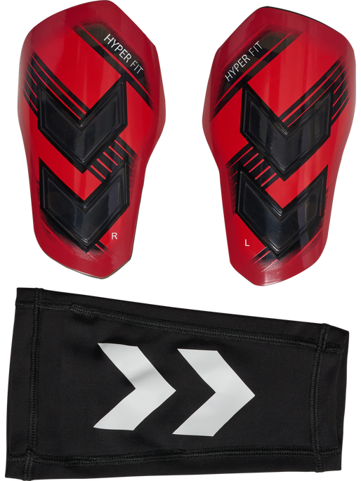 hmlSHIN GUARDS HYPER FIT, POPPY RED/TRANSPARENT, packshot