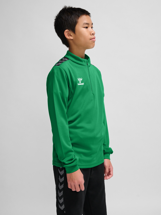 hmlAUTHENTIC HALF ZIP SWEAT KIDS, JELLY BEAN, model