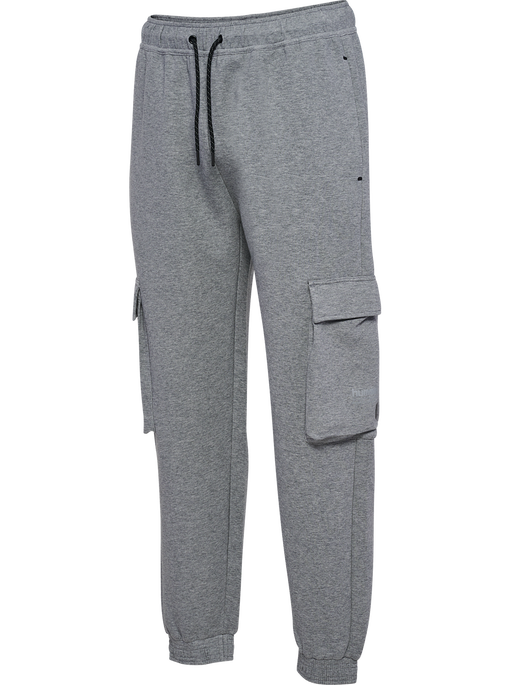 hmlTECH FLEECE LOOSE CARGO PANTS, GREY MELANGE, packshot