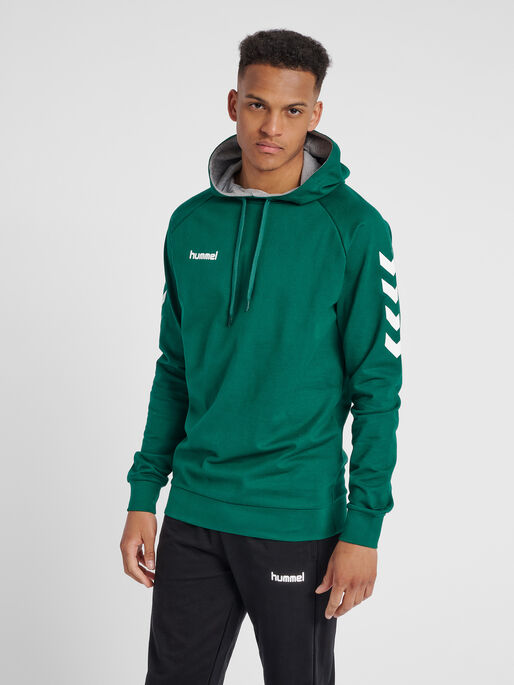 HMLGO COTTON HOODIE, EVERGREEN, model