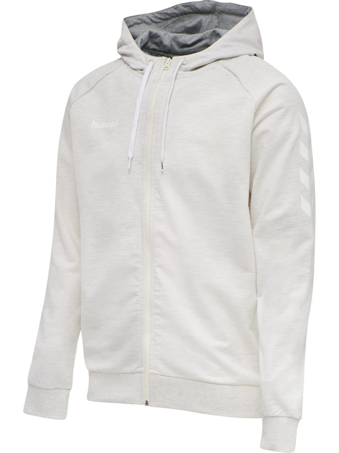 HMLGO COTTON ZIP HOODIE, EGRET MELANGE, packshot