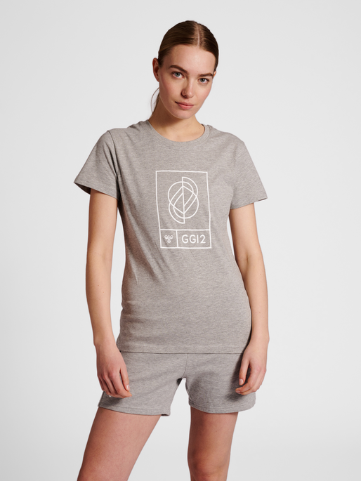 hmlGG12 T-SHIRT S/S WOMAN, GREY MELANGE, model