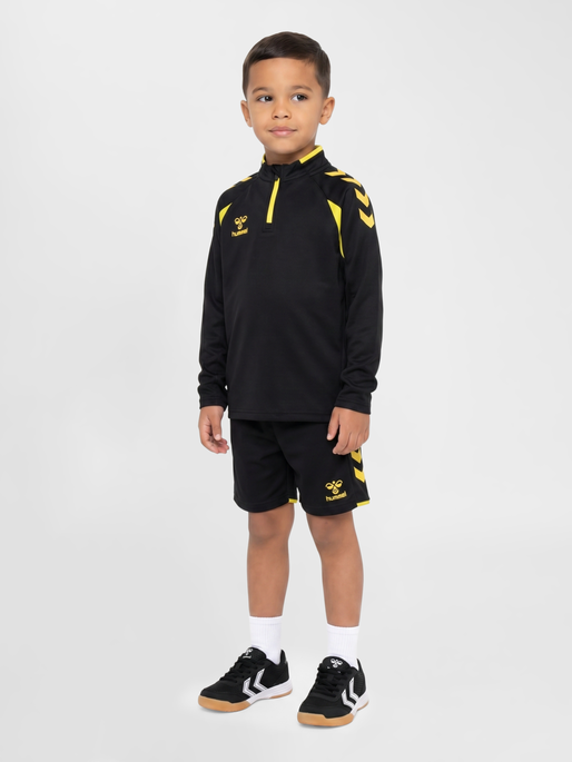 hmlCORE 2.0 HALF ZIP KIDS, BLACK/BLAZING YELLOW, model