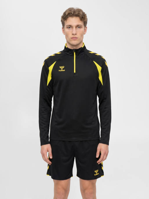 hmlCORE 2.0 HALF ZIP, BLACK/BLAZING YELLOW, model