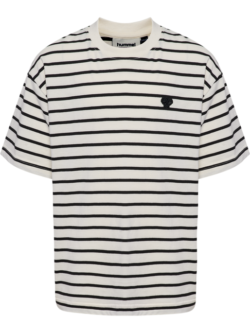 hmlJR LOOSE STRIPED T-SHIRT S/S BEE, TOFU, packshot