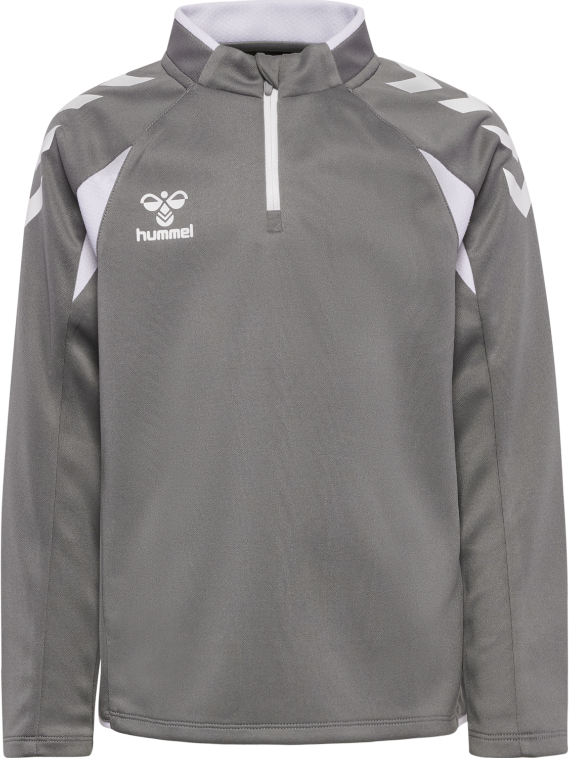 hmlCORE 2.0 HALF ZIP KIDS, STEEL GRAY/WHITE, packshot