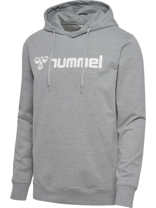 hmlGO 2.0 LOGO HOODIE, GREY MELANGE hmlGO 2.0 LOGO HOODIE, GREY MELANGE, packshot