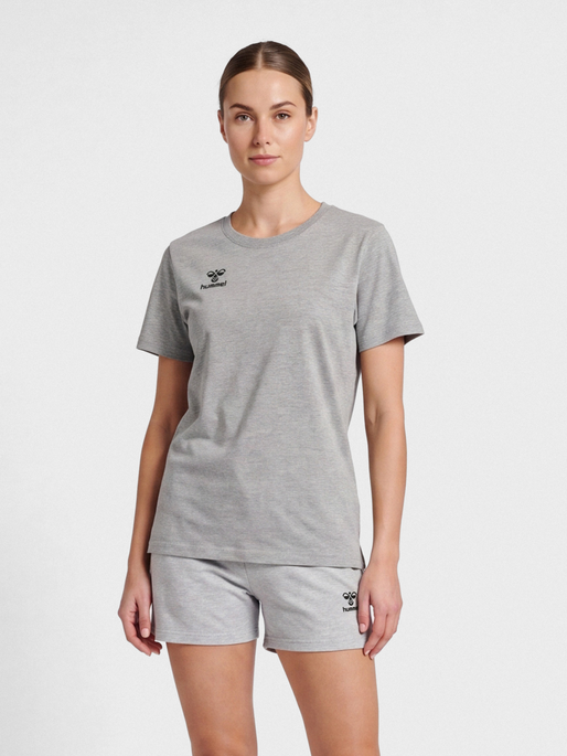 hmlMOVE GRID COTTON T-SHIRT S/S WOM, GREY MELANGE, model