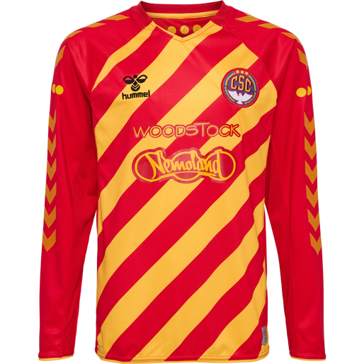 hmlCSC 19/20 KIDS HOME JERSEY LS, TRUE RED/SPORTS YELLOW W/SPONS hmlCSC 19/20 KIDS HOME JERSEY LS, TRUE RED/SPORTS YELLOW W/SPONS, packshot