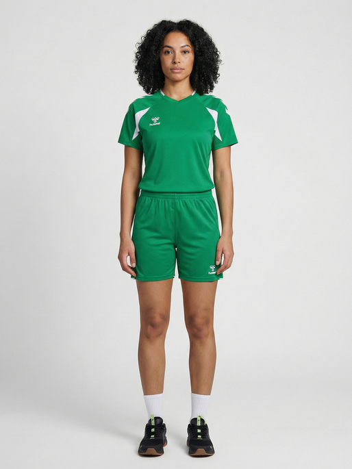 hmlCORE 2.0 SHORTS WOMAN, JELLY BEAN/WHITE, model