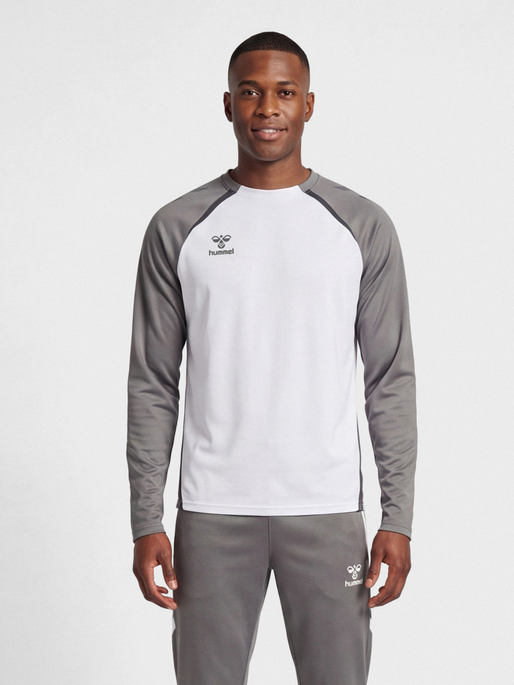hmlLEAD 2.0 CREW SWEAT, WHITE/STEEL GRAY, model