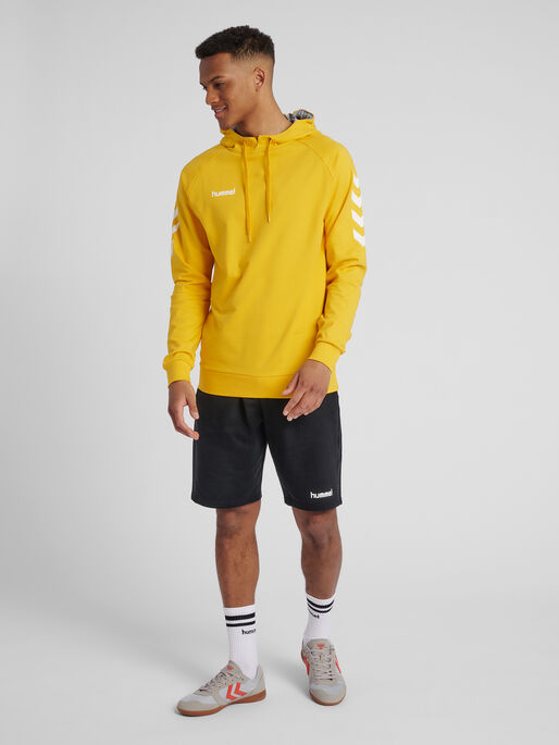HMLGO COTTON HOODIE, SPORTS YELLOW, model