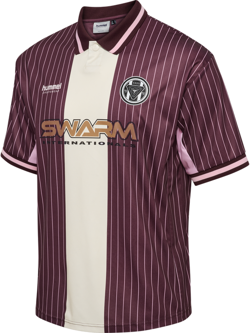 hmlLOOSE FB JERSEY S/S STRIPED, VINEYARD WINE, packshot