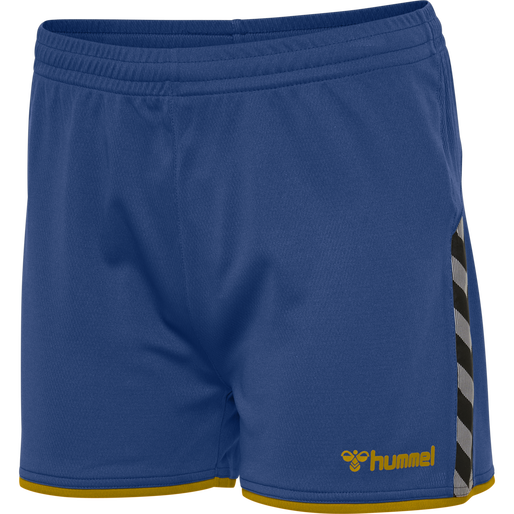 hmlAUTHENTIC POLY SHORTS WOMAN, TRUE BLUE/SPORTS YELLOW, packshot