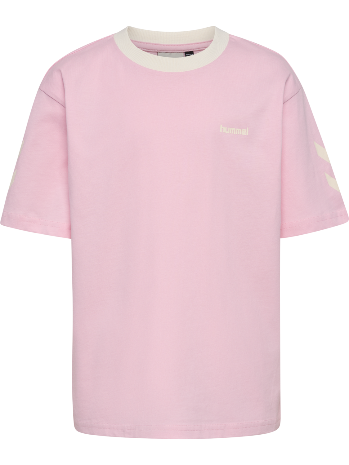hmlJR LOOSE CHEVRON T-SHIRT SS, ROSEATE SPOONBILL, packshot