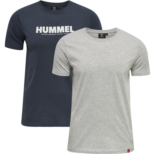 hmlLEGACY 2-PACK T-SHIRT, GREY MELANGE/BLUE NIGHTS hmlLEGACY 2-PACK T-SHIRT, GREY MELANGE/BLUE NIGHTS, packshot