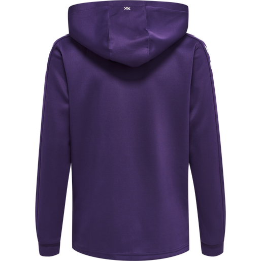 hmlCORE XK POLY ZIP HOOD SWEAT KIDS, ACAI/WHITE, packshot
