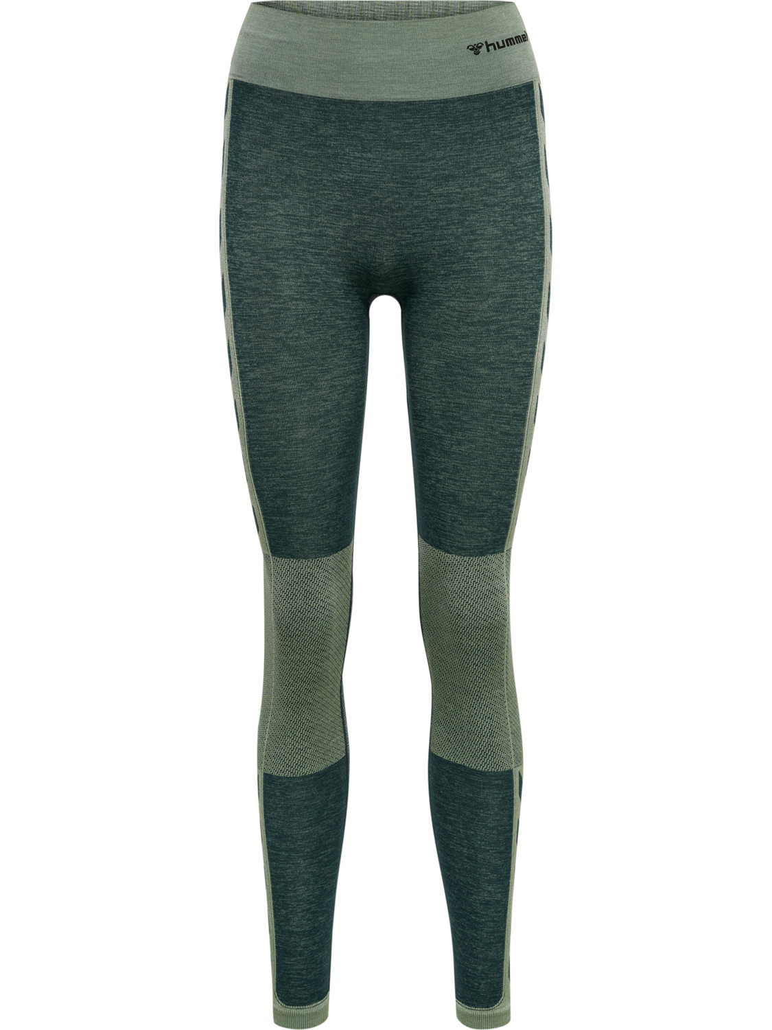 hmlCLEA SEAMLESS MID WAIST TIGHTS, DARKEST SPRUCE/BASIL MELANGE, packshot