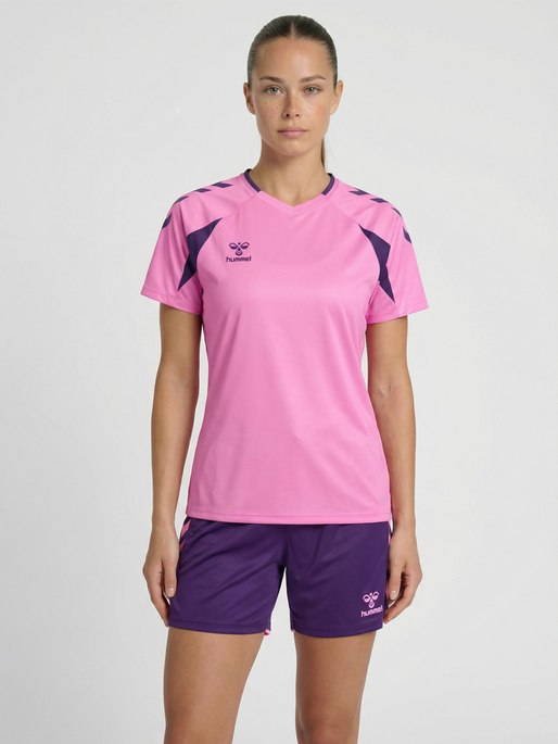 hmlCORE 2.0 JERSEY S/S WOMAN, COTTON CANDY/ACAI, model