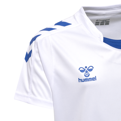 hmlCORE XK POLY JERSEY S/S KIDS, WHITE/TRUE BLUE, packshot