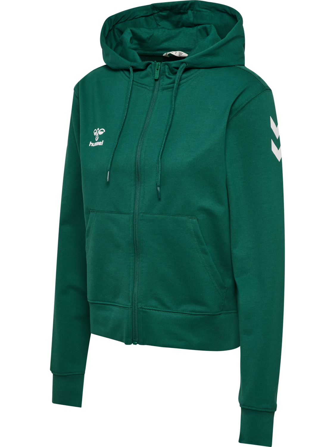 hmlGO 2.0 CHEVRON ZIP HOODIE WOMAN, EVERGREEN, packshot