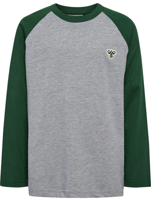 hmlJR RAGLAN LOOSE T-SHIRT L/S BEE, DARK GREEN, packshot