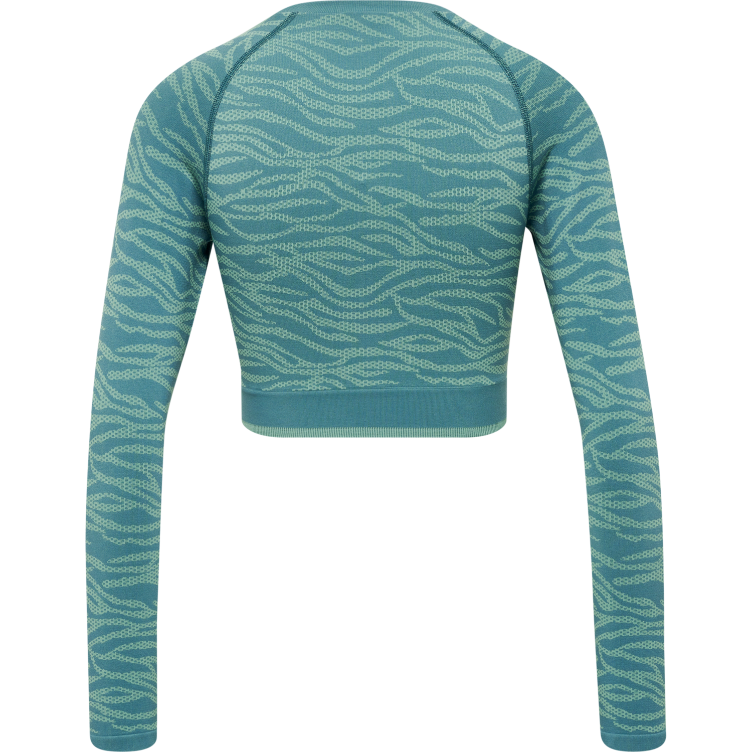 hmlMT SAGA SEAMLESS CROP T-SHIRT LS, NORTH ATLANTIC/BLUE SURF MELANGE, packshot