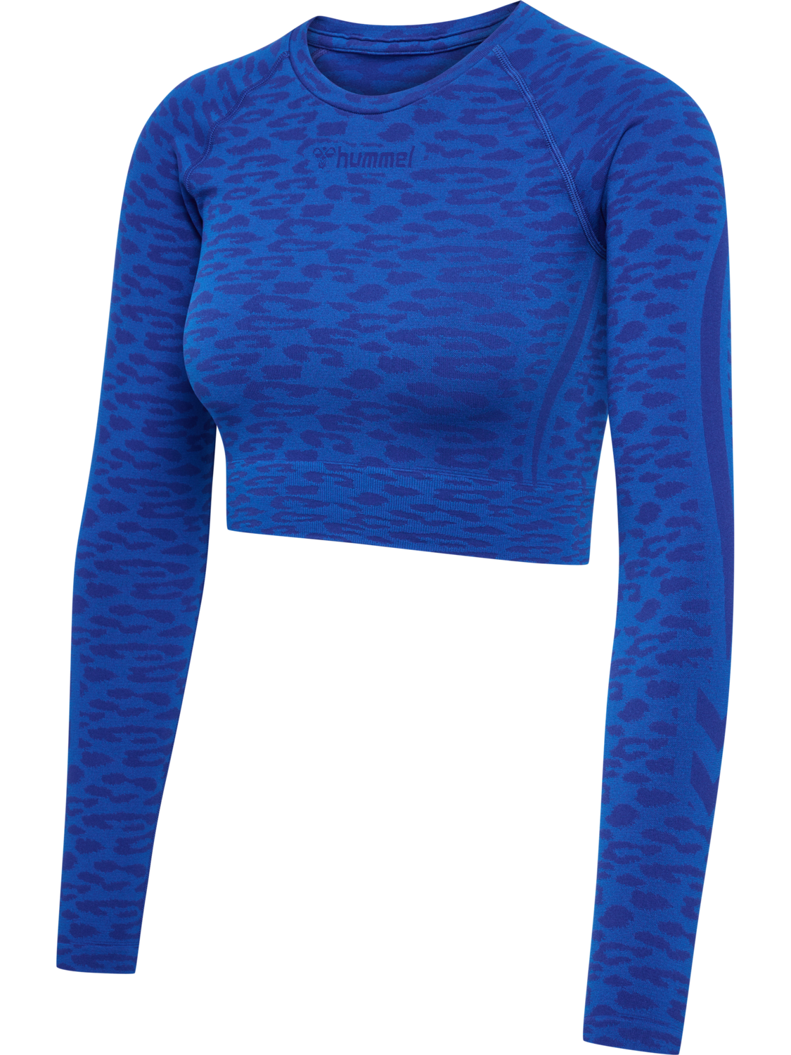 hmlMT LEO SEAMLESS CROP T-SHIRT L/S, OLYMPIAN BLUE/SODALITE BLUE ME, packshot